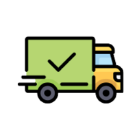 Icône d’un camion vert et jaune en mouvement, représentant la mécanique automobile.