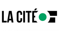 Logo La Cité, texte noir avec un cercle vert encadré de formes géométriques noires.